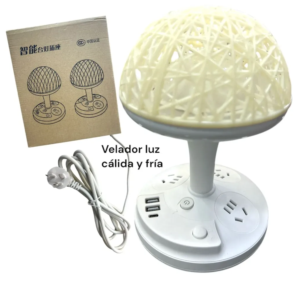 VELADOR CON 3 ENCHUFES-2 USB